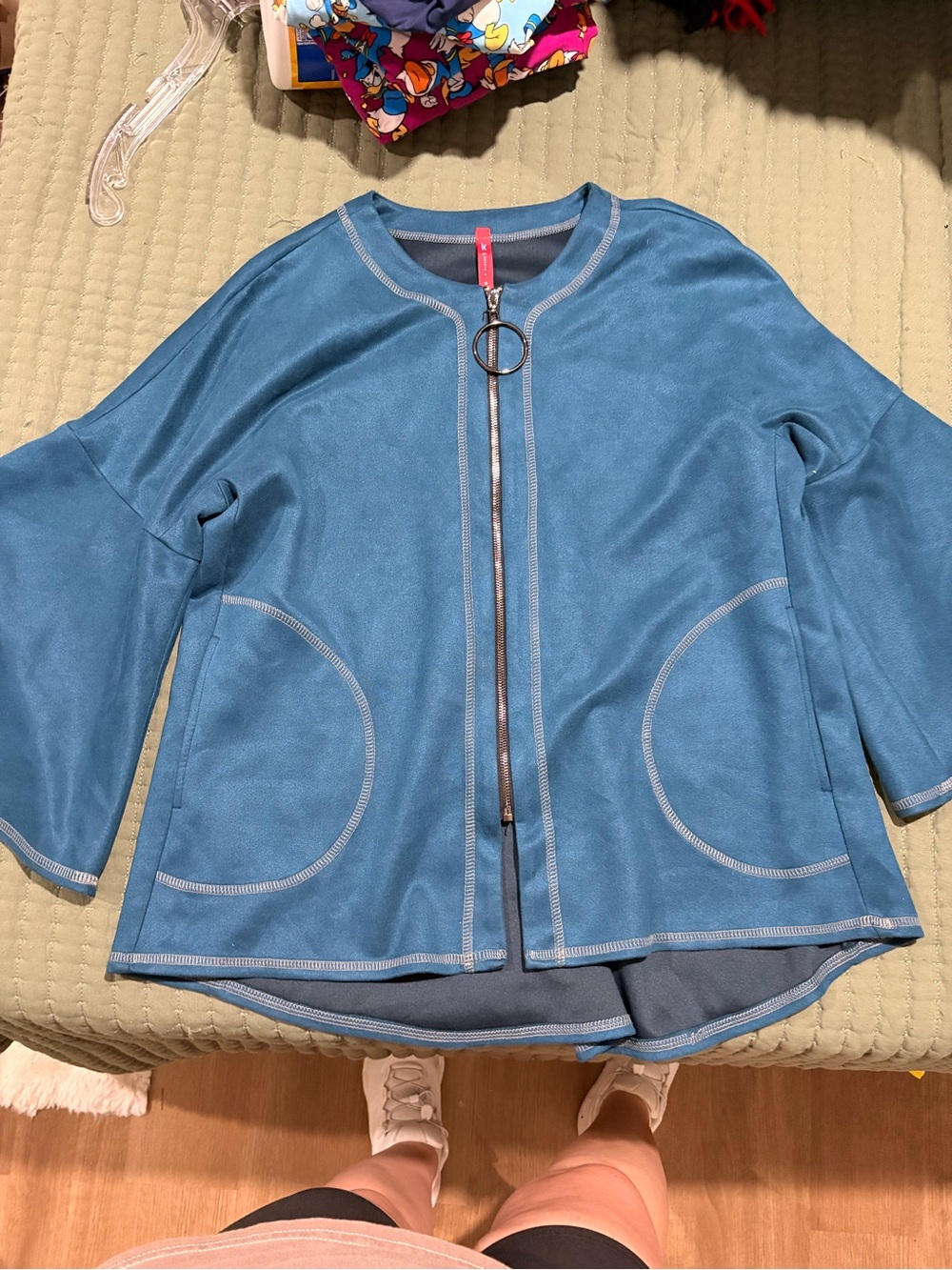 Blue Ring-Zip Utility Jacket with Curved Patch Pockets